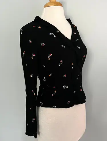 Rails Simone Kyoto Black floral Long Sleeve Blouse Top