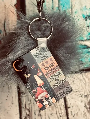Handmade I Am The Storm Mushrooms Pom-Pom Keychain Accessory New