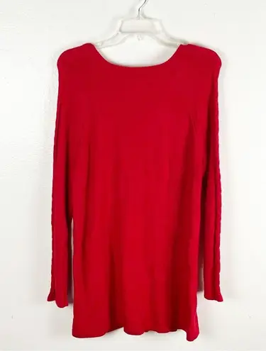 VISION 155 Red Cable Knit Long Sleeves Sweater, Size Medium