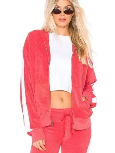 Wildfox  Couture Full Zip Terrycloth Hoodie Red Small