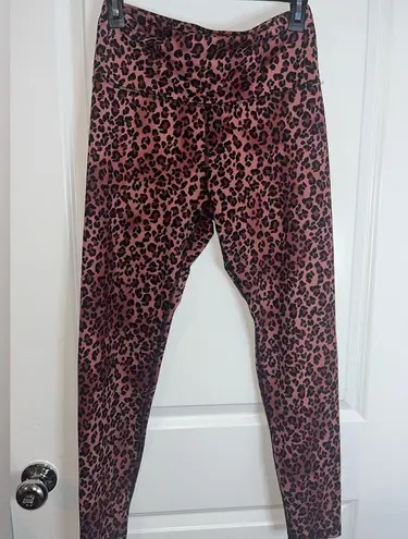 Balance Collection Balance Collections Pink All Over Cheetah Print Stretchy Yoga Gym Leggings Sz L