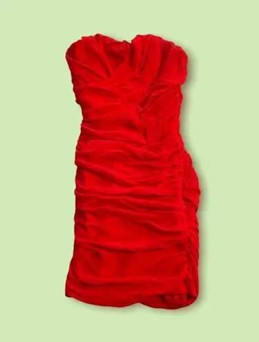 Rare London Bodycon Strapless Red Dress