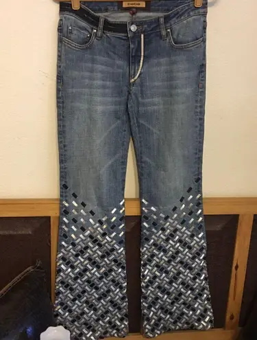 Bebe fancy woven ribbon boot cut jeans 28