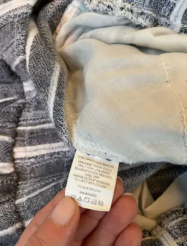 Briggs linen blend pants blue striped drawstring elastic waist Women’s size M Size M