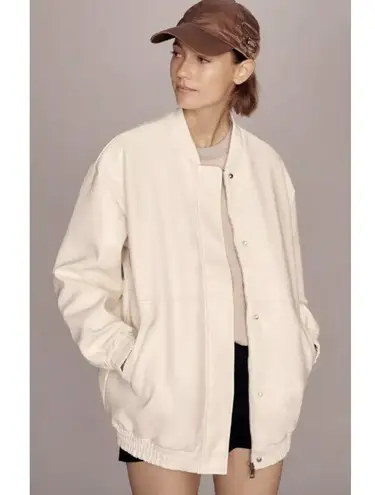 Anthropologie Maeve Oversized Faux Leather Bomber Jacket Size S