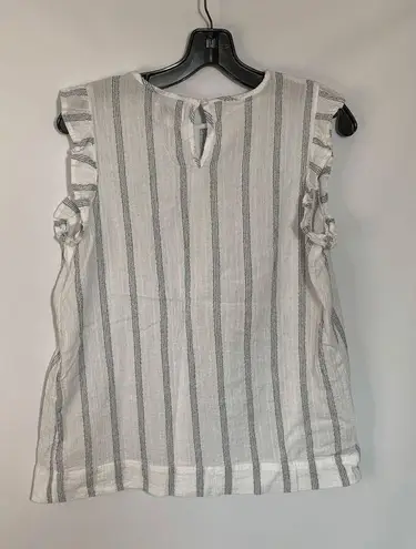 Wonderly  Ruffle Capped Striped Sleeve Blouse Size L