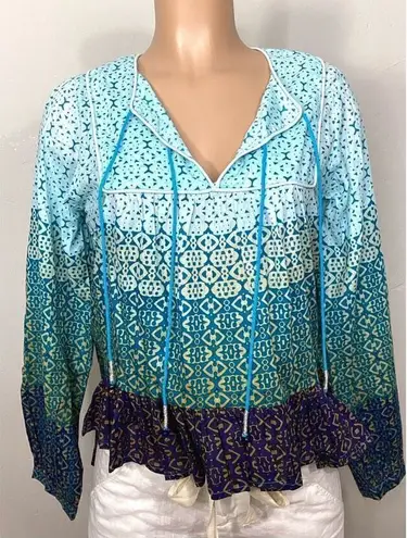 Raga New. boho blue tiered top. Medium. Retails $139
