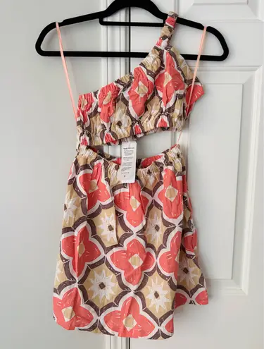 Tiare Hawaii Anthropologie Kea One-Shoulder Linen Cotton Mini Dress, Size XS