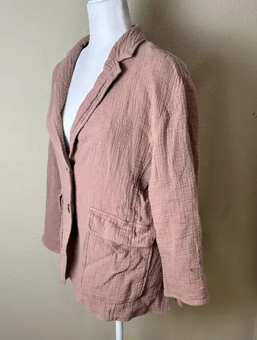 Madewell Linen Blend Gauze Neutral 2 Button Blazer Jacket Size Small