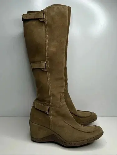 Aquatalia Suede Velcro Strap Knee High Boots Size 7
