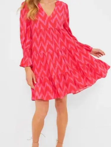 Tuckernuck Pomander Place Ikat Pink Zigzag Dress size Large