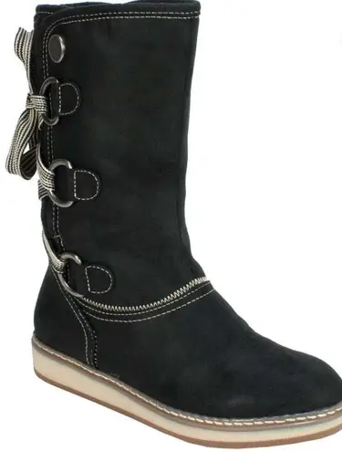 White Mountain TIVIA FAUX SUEDE WATERPROOF BOOTS TIE UP THE BACK PULL ON STYLE 7
