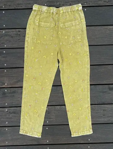 Mustard Yellow w/ Aztec Graphic Embroidery The Cottage Pilcro Anthropologie Pant Size XS