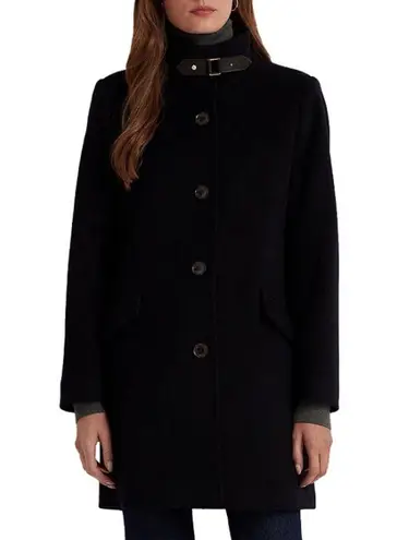 Ralph Lauren NWT LAUREN  Women's Wool Blend Buckle-Collar Coat Black