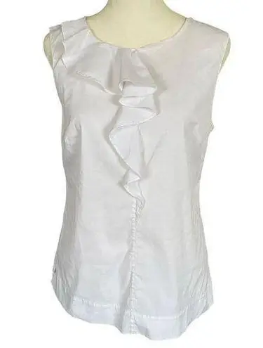 Semantiks women's size small white sleeveless ruffle front tank top blouse shirt