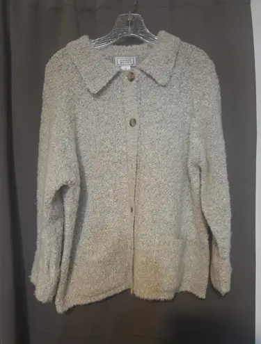 Jennifer Moore Gray Knit Cardigan, Women's Large Vintage Sweater, Button Front