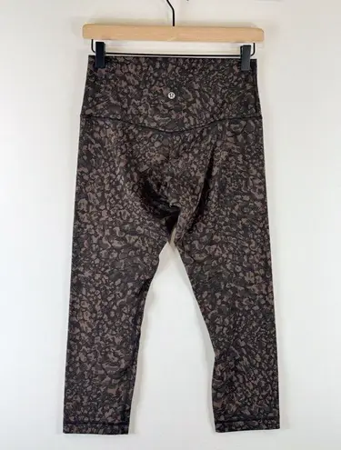 Lululemon Womens Leggings Brown Black Align High Rise Crop Camo Size 8