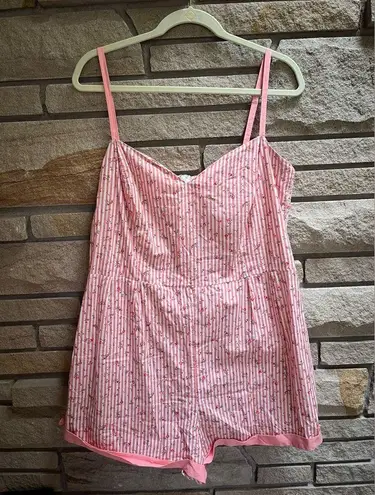 Unique Vintage Janie Bryant for Ossining Romper Pink White Stripe Floral Retro