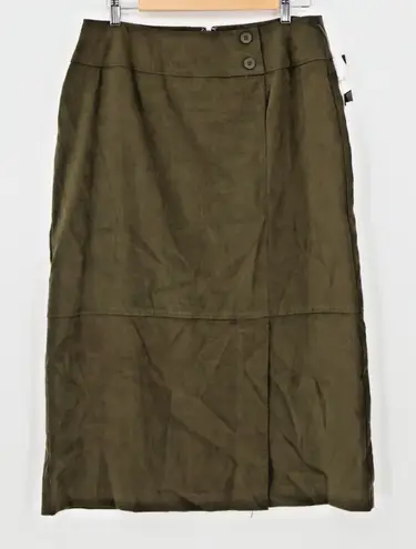 NWT Olive Green Vegan Suede Pencil Skirt Fall Business Casual Goblin Size 12P