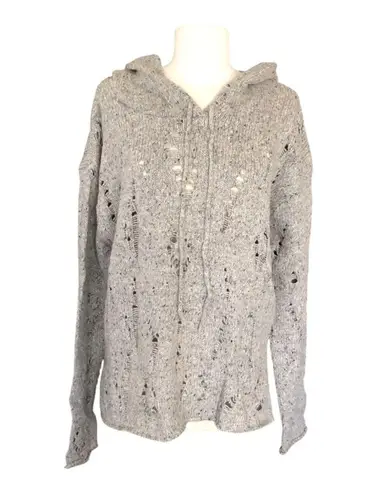 Lovestitch NWT Sweater Gray Open Knit Hooded Long Sleeve Loose Womens M/L