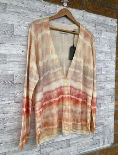ALLSAINTS Marea Tie Dye Cardigan Sweater Merino Wool Rainbow Cream New M