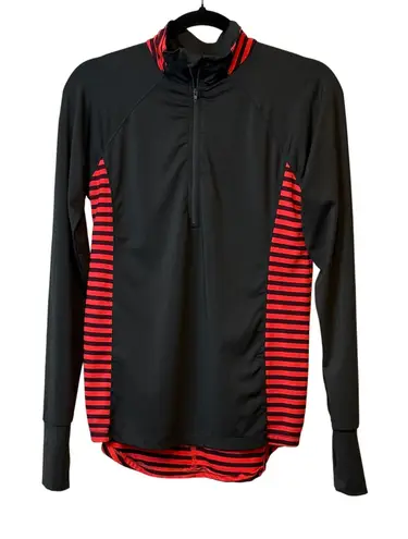 Hannah Running Pullover Top Women's M Black Red Striped Athletic Thumb Hole # Size M