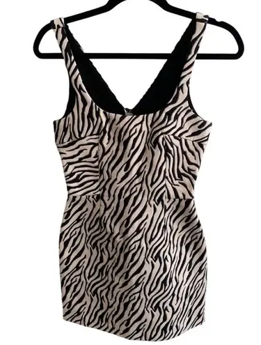 Bec & Bridge Women's Size 4 Black White Zebra Cecile Mini Dress