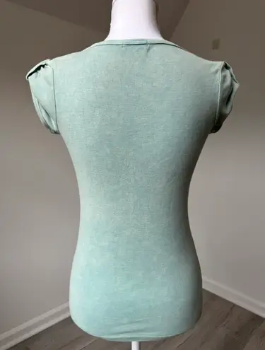 One World Romantic French Floral Graphic Tee Puff Sleeve Rhinestone Sz S Y2K