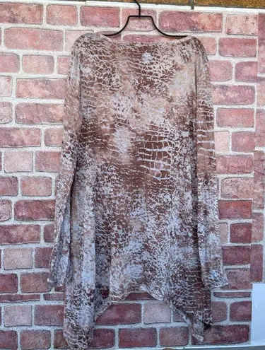 Vivienne Tam brown Burnout Asymmetric Hem tunic medium