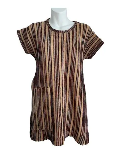 Carol Horn Knit 70s Striped Wool Pullover Tunic Red Size M