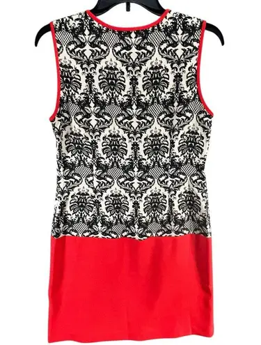 THML Shift Dress S Black Fleur De Lis Red Colorblock Sleeveless Moulin Rouge