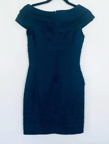 Tadashi Shoji Rosette Cap Sleeve Sheath Cocktail Dress Navy Blue Women's Size 4