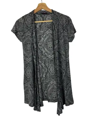 Agenda Y2K Gray & Black Printed Short Sleeve Cardigan S