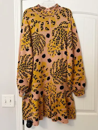 Farm Rio Anthropologie Palms Sweater Mini Dress