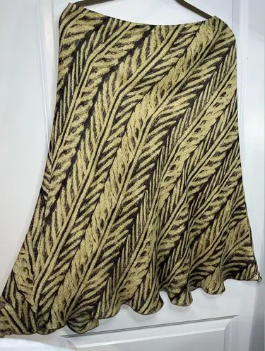 Ralph Lauren Vintage Lauren  Khaki Black Batik Tropical Palm Leaf Print Skirt