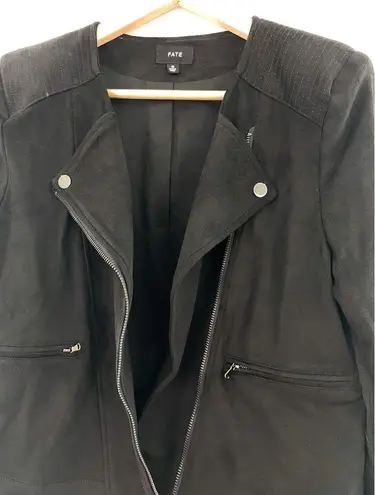 FATE. Women's Faux Suede Black Cropped Moto Jacket Medium Biker Grunge Step Hem