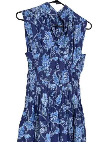 Derek Lam Collective Junia Ruched Sleeve Blue Floral Dress
