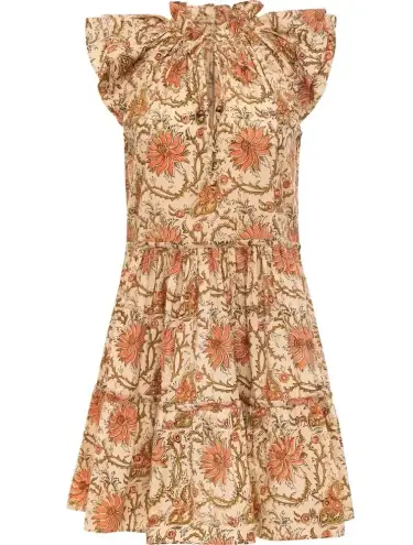 Anna Cate ruffles Aimee Mini Dress tie front Coral Floral autumn tuckernuck tier Orange Size XS