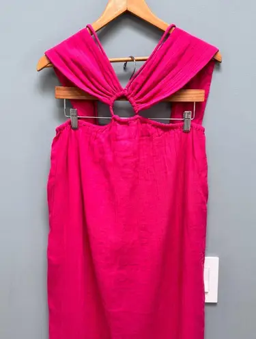 Mara Hoffman Laila halterneck midi dress in raspberry pink M