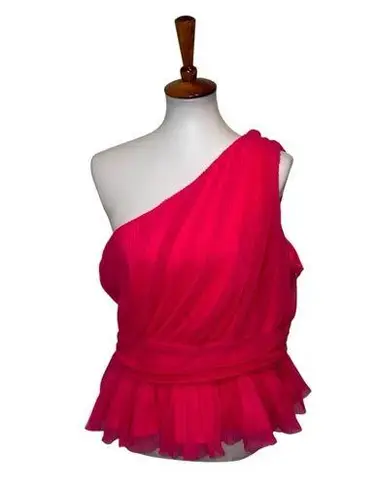 Endless Rose NWT One Shoulder Shirred Tulle Top Hot Pink Size XL