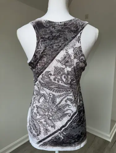 Robin-K Burnout Print Sleeveless Top Size L Made in USA Vintage Y2K Style