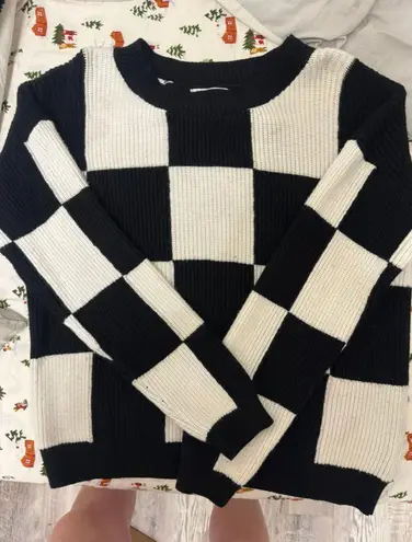 Black And White Checkered Sweater Multiple Size M