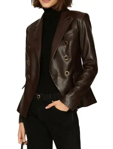 Milly Inez Faux Leather Blazer in Brown, Size US 6