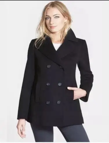 Fleurette Double Breasted Peacoat Black Size 14