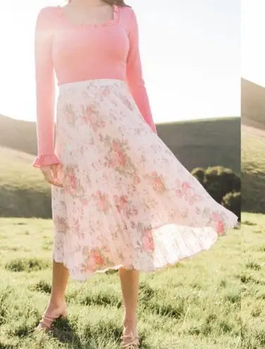 Rachel Parcell | Pink Ruffle Neckline Long Sleeve Pink Blouse Barbie Size Small