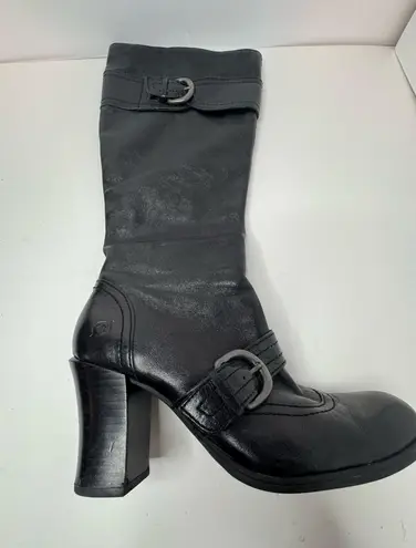 Born concept Born Black Leather Zip Up Boots Size 8.5