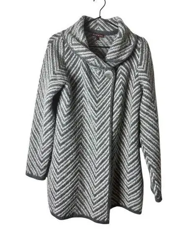 Betty Betty Firenze Italy Wool Blend Cardigan Collared Gray Large