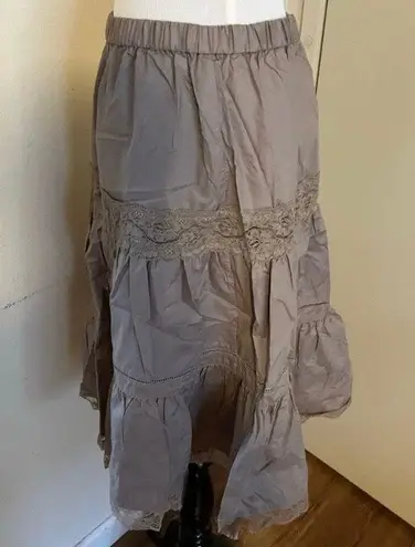 Japanese Voi·e·noi Fairy core Lace Tiered Skirt Tan brown