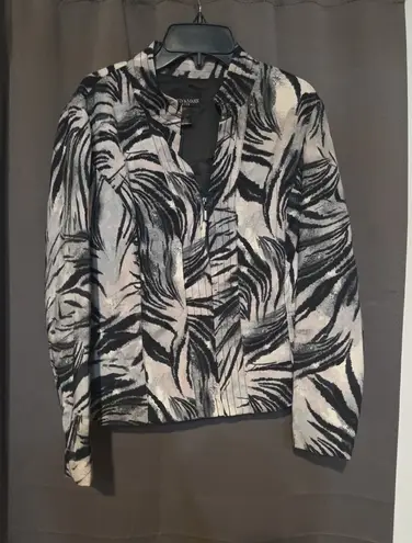 Molly & Maxx Zebra Print Jacket, Women's Size Small, Front Zipper, Black & White