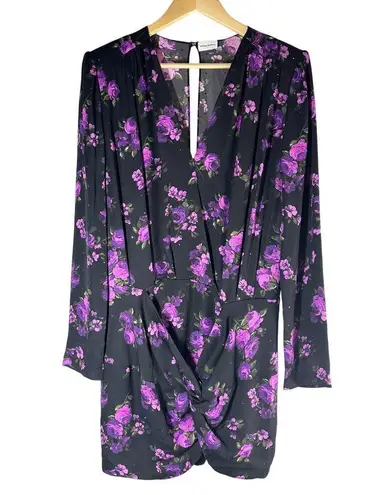 Magda Butrym Dark Floral Printed Silk Pesaro Mini Dress Size US 6 UK 10 FR 38